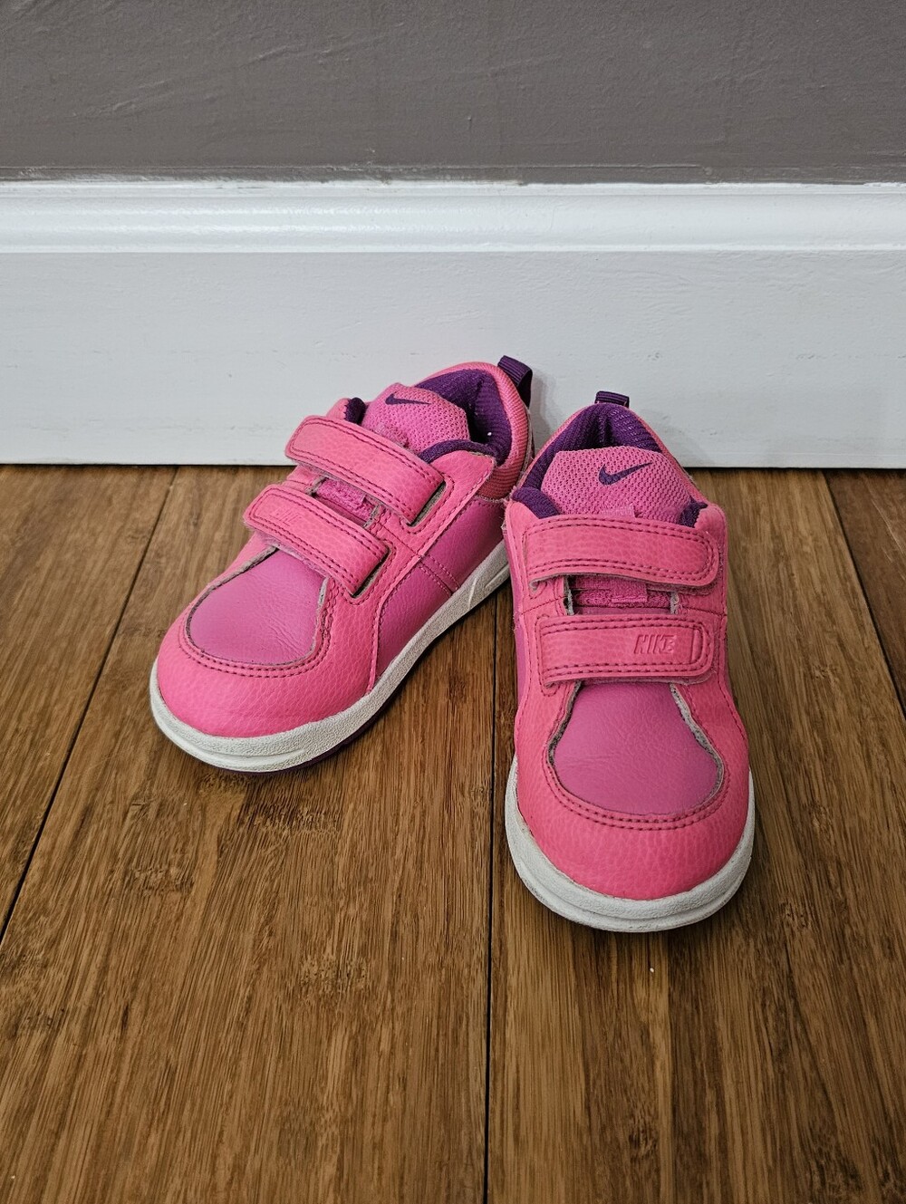 Nike Pico 4 TD Toddler Girls Pink Leather Strap Sneakers Size 8C (454478-606)